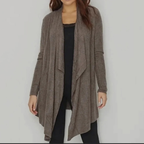 BAREFOOT Dreams Bamboo Chic Lite Brown Cardigan size large Xlarge - Picture 1 of 5